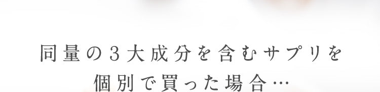 同量の3大成分を含むサプリを個別で買った場合…